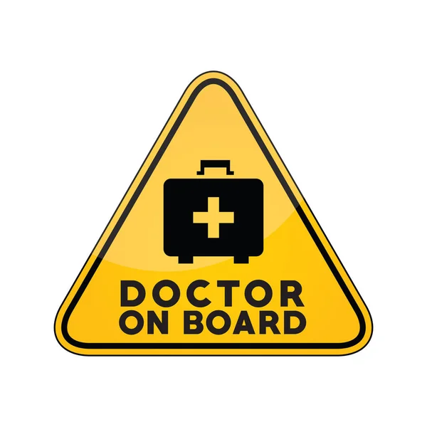 Γιατρός στο πλοίο κίτρινο αυτοκίνητο παράθυρο προειδοποιητικό σημάδι — Διανυσματικό Αρχείο