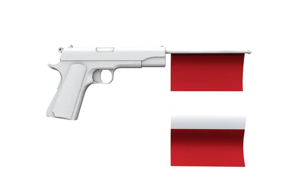 Peru vapenkontroll koncept. Hand pistol med flagga — Stockfoto