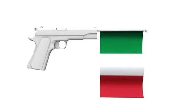 Italien vapenkontroll koncept. Hand pistol med flagga — Stockfoto