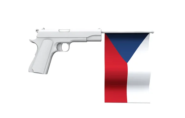 Tjeckien vapenkontroll koncept. Hand pistol med flagga — Stockfoto