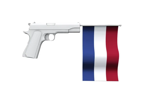 Países Bajos concepto de control de armas. Pistola de mano con bandera nacional — Foto de Stock
