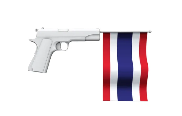 Thailand vapenkontroll koncept. Hand pistol med flagga — Stockfoto