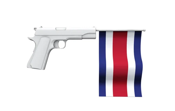 Costa Rica vapenkontroll koncept. Hand pistol med flagga — Stockfoto