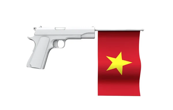 Vietnam kanoncontrole concept. Handpistool met nationale vlag — Stockfoto