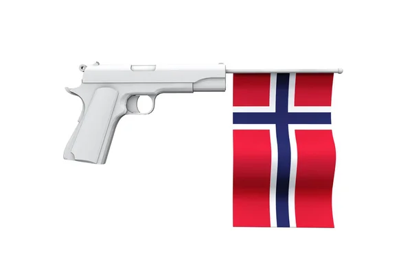 Norway gun control concept. Hand gun with national flag — Stock Photo, Image