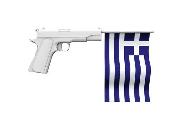 希腊枪支管制概念。手枪与国旗 — 图库照片