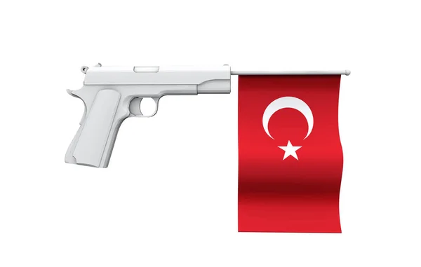 터키 총 제어 개념입니다. 국기와 손 총 — 스톡 사진
