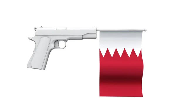 Concepto de control de armas de Bahréin. Pistola de mano con bandera nacional — Foto de Stock