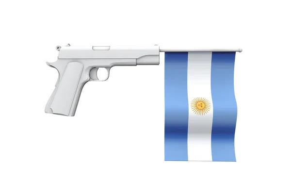 Argentina koncept kontrolu zbraní. Ruční pistole s státní vlajka — Stock fotografie