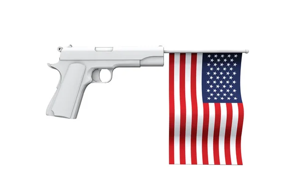 Amerika vapenkontroll koncept. Hand pistol med flagga — Stockfoto