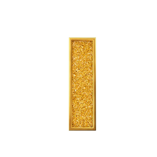 Carta de brilho dourado I. Brilhante espumante dourado letra maiúscula. Renderização 3D — Fotografia de Stock