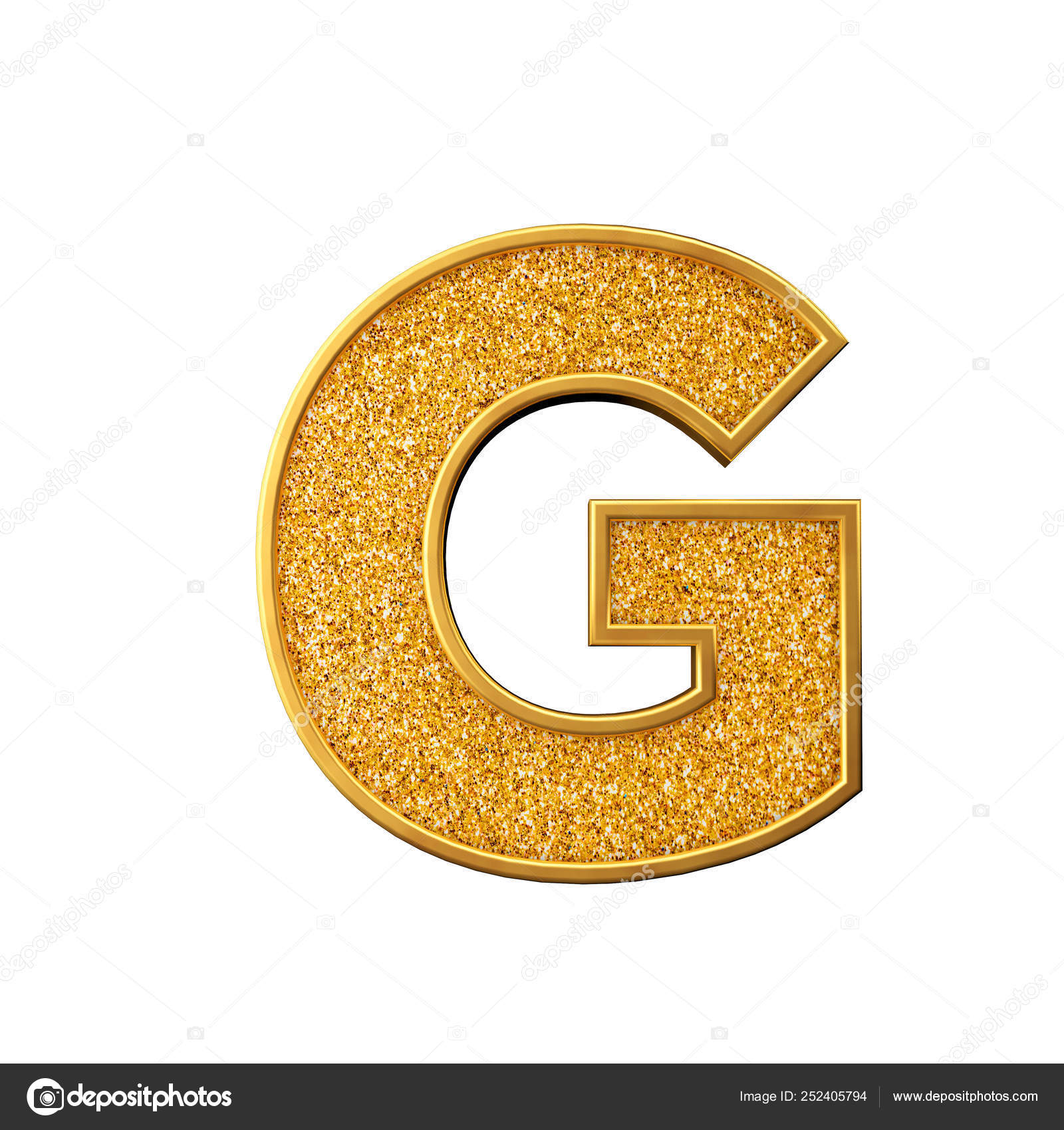 Gold glitter letter g shiny sparkling golden capital letter 3d