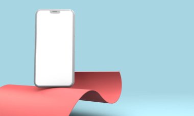 Modern smartphone boş ekran şablonu. Trendy mockup sahne. 3D render