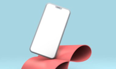 Modern smartphone boş ekran şablonu. Trendy mockup sahne. 3D render