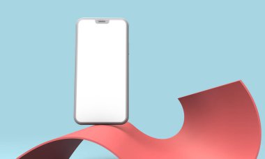 Modern smartphone boş ekran şablonu. Trendy mockup sahne. 3D render