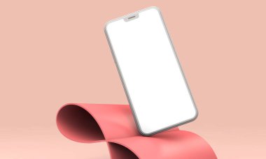 Modern smartphone boş ekran şablonu. Trendy mockup sahne. 3D render