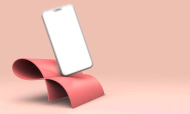 Modern smartphone boş ekran şablonu. Trendy mockup sahne. 3D render