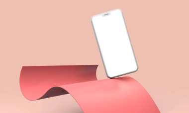 Modern smartphone boş ekran şablonu. Trendy mockup sahne. 3D render