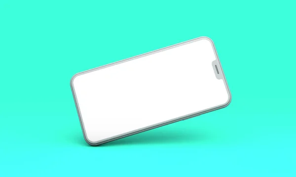 Smartphone mockup med Tom vit skärm på en grön bakgrund. 3D render — Stockfoto