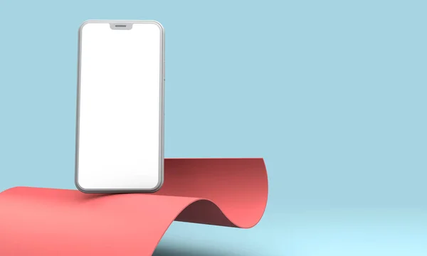 Modern smartphone blank screen template. Trendy mockup scene. 3D Rendering — Stock Photo, Image