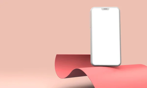 Moderno modello di schermo vuoto per smartphone. Una scena alla moda. Rendering 3D — Foto Stock