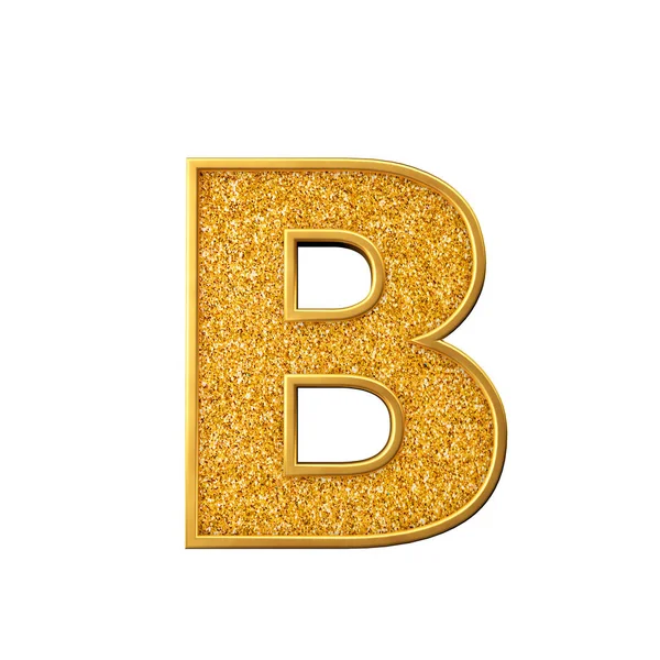 Gouden glitter brief de sprankelende gouden hoofdletter B. Shiny. 3D-rendering — Stockfoto
