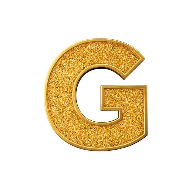 Guld glitter bokstaven G. Shiny gnistrande gyllene versal. 3D-rendering — Stockfoto