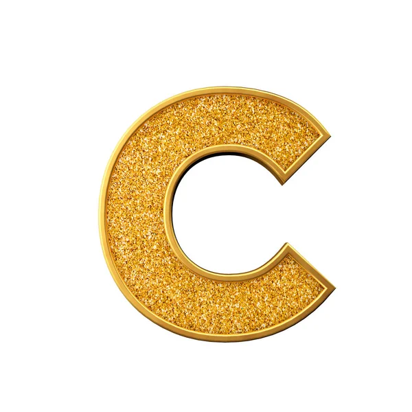 Letra dorada brillante C. Letra dorada brillante brillante. Renderizado 3D — Foto de Stock