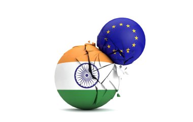 Türkiye ve Avrupa Birliği'nin siyasi top birlikte şut. 3D render