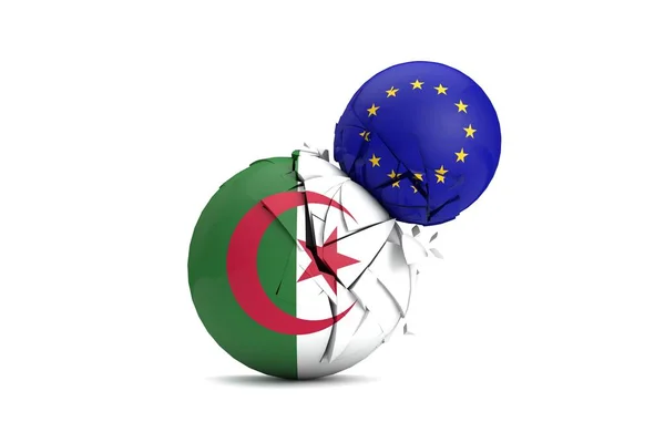 Algeria and European Union political balls smash together. 3D Render — Stock Photo, Image