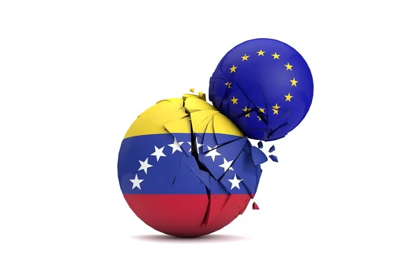 Les couilles politiques du Venezuela et de l'Union européenne s'écrasent ensemble. Expéditeur 3D — Photo