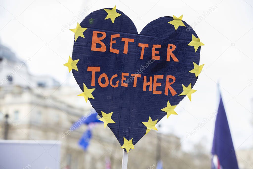 Better together, pro European brexit sign