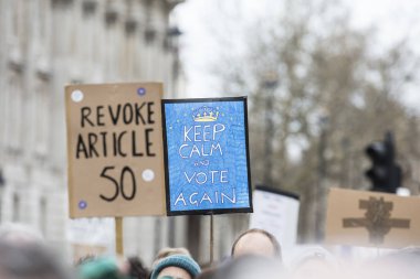 Avrupa Birliği'nde kalmak kampanya Londra'da Anti-Brexit suporters.