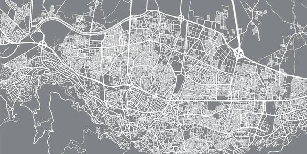 Mapa da cidade de vetores urbanos de Bursa, Turquia — Vetor de Stock