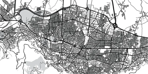 Mapa da cidade de vetores urbanos de Bursa, Turquia — Vetor de Stock