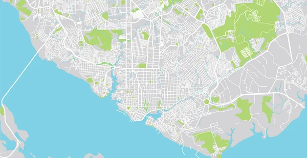 Mapa urbano de Manaus, Brasil — Vector de stock