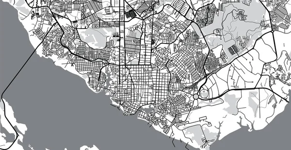 도시 벡터 마나우스의 도시 지도, 브라질 — 스톡 벡터