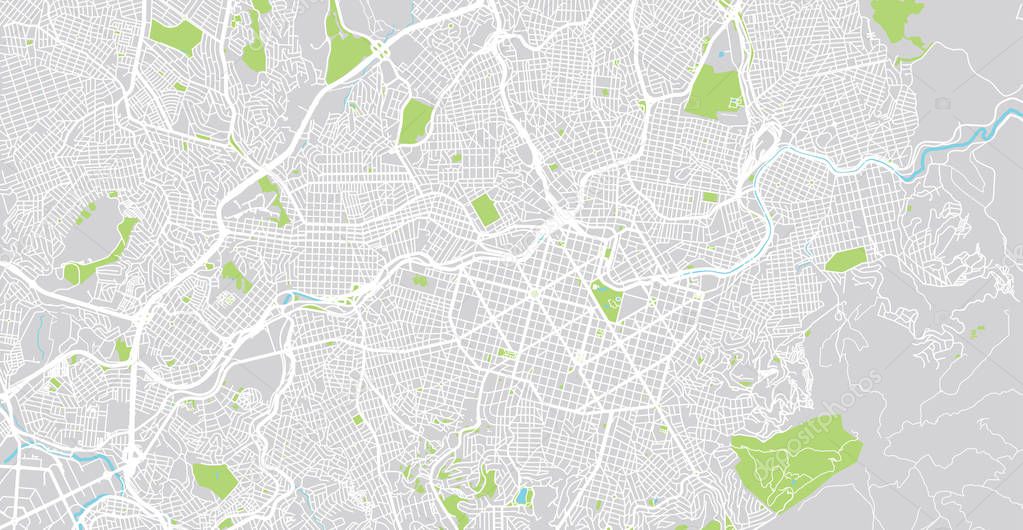 Urban vector city map of Belo Horizonte, Brazil
