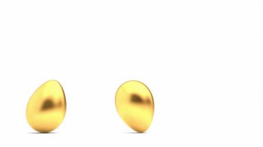 Altın Paskalya yumurtası beyaz bir arka plan üzerinde haddeleme. 3D render