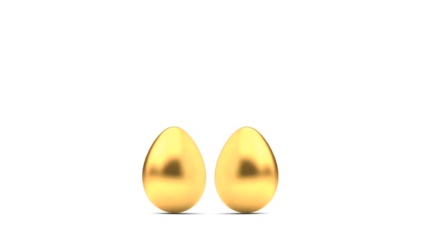 Gold easter egg rolling on a white background. 3D Render — Stock Video