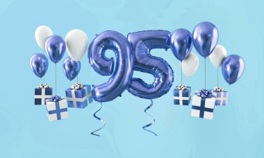 Sayı 95 hediye ile Doğum günü kutlama altın balon. 3D render