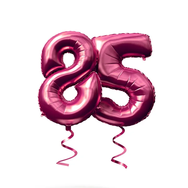 Numer 85 różowego złota helu balon wyizolowany na białym tle. Renderowanie 3D — Zdjęcie stockowe