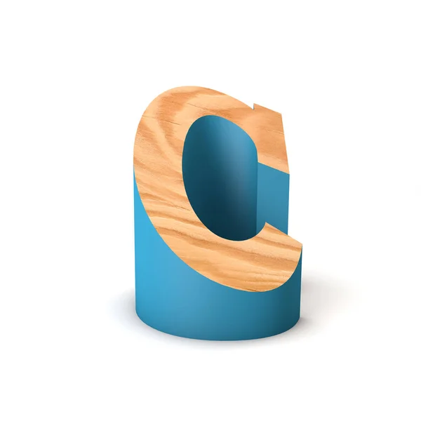 Letra C fuente en ángulo de madera. Renderizado 3D —  Fotos de Stock
