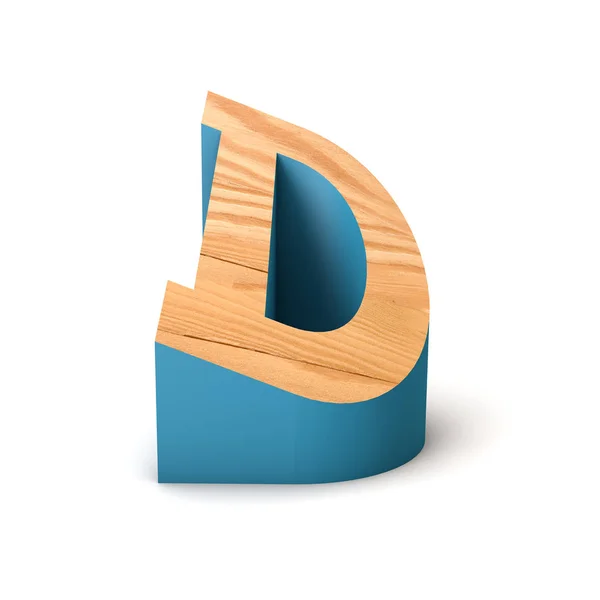 Letter D houten schuine lettertype. 3D-rendering — Stockfoto