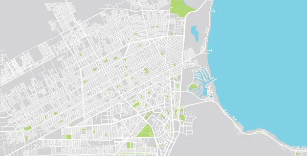 Mapa da cidade de vetores urbanos de Cancun, México — Vetor de Stock