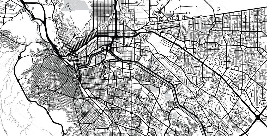 Urban vector city map of Juarez, Mexico