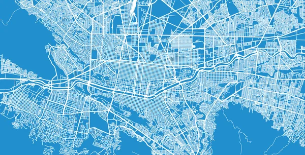 Mapa da cidade de vetores urbanos de Monterrey, México — Vetor de Stock