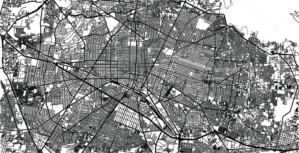 Urban vector city map of Guadalajara, Mexico