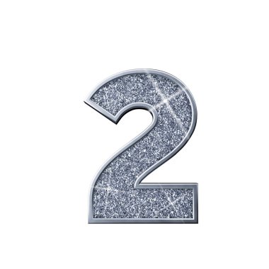 Gümüş parıltı sayısı 2. Parlak parlak sayı. 3d render