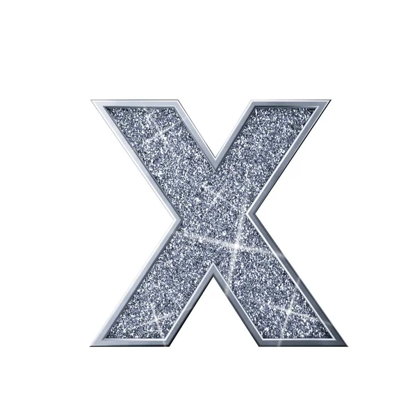 Silver glitter Letter X. glänsande glittrande versal. 3D-rendering — Stockfoto